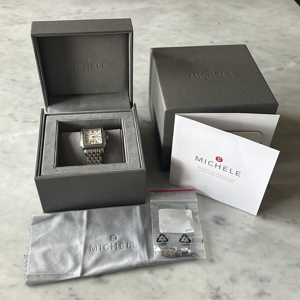 Michele Deco Stainless Watch with Diamond Inset Numerals - Picture 2 of 5